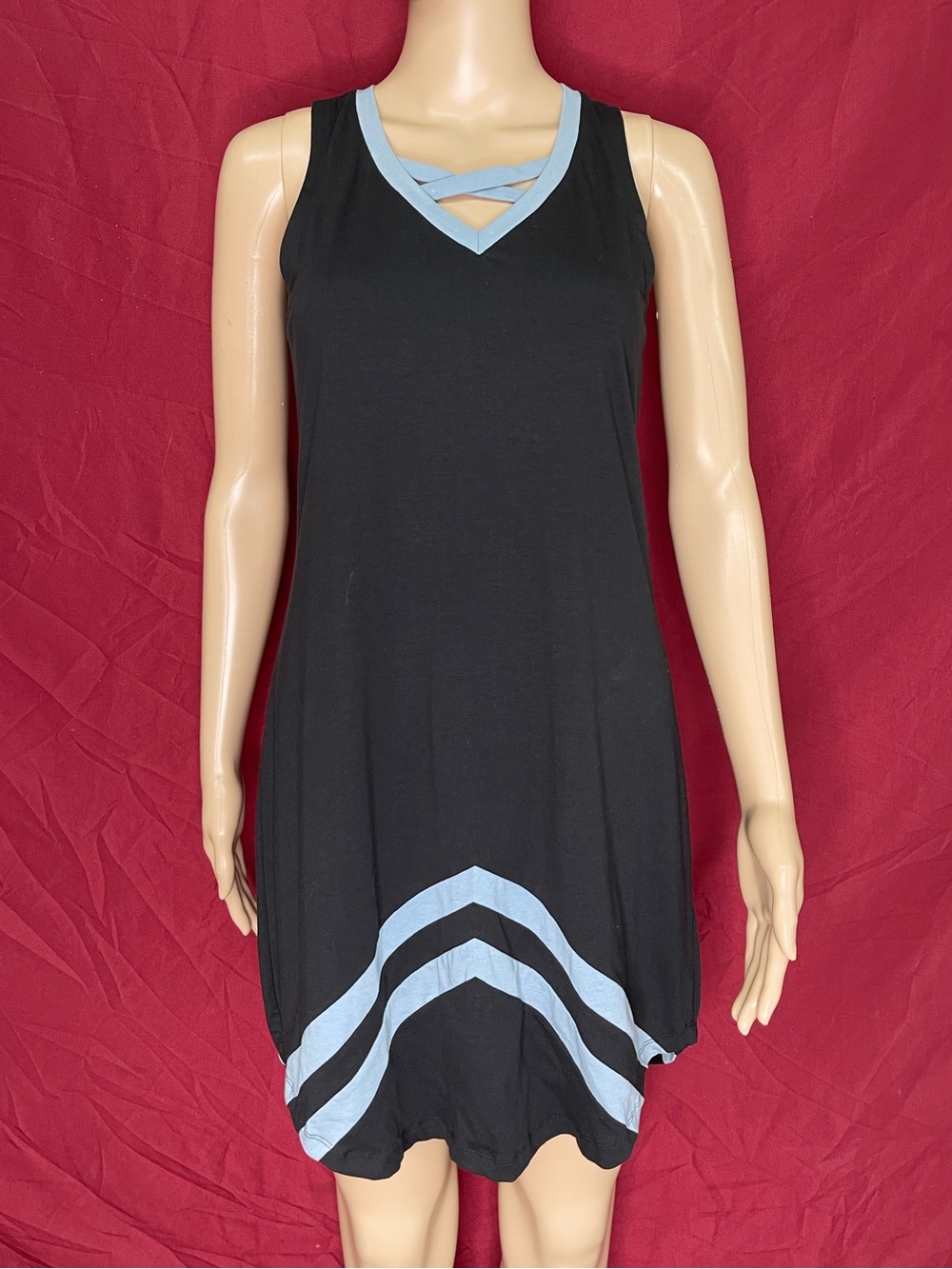Synergy Organic Clothing Sleeveless Chevron Varsity Dress Small NWOT